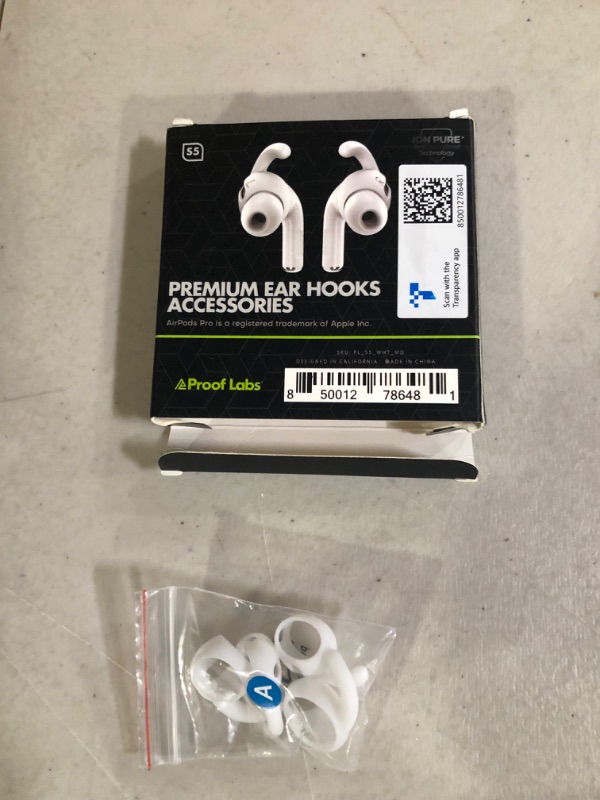 Photo 2 of Proof Labs 3 Pairs for AirPods Pro Ear Hooks Covers [Added Storage Pouch] Accessories Compatible with Apple AirPods Pro Generation 1 (White) for AirPods Pro Gen 1