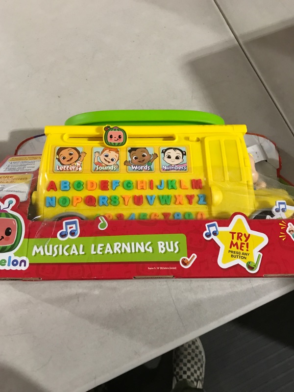 Photo 2 of CoComelon Musical Learning Bus, Number and Letter Recognition, Phonetics, Yellow School Bus Toy