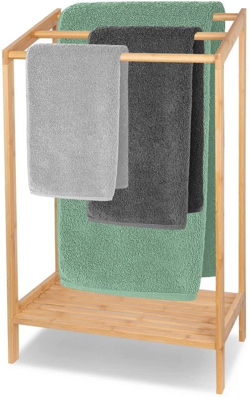 Photo 1 of  Bamboo Towel Rack for Bathroom, 3 Tier