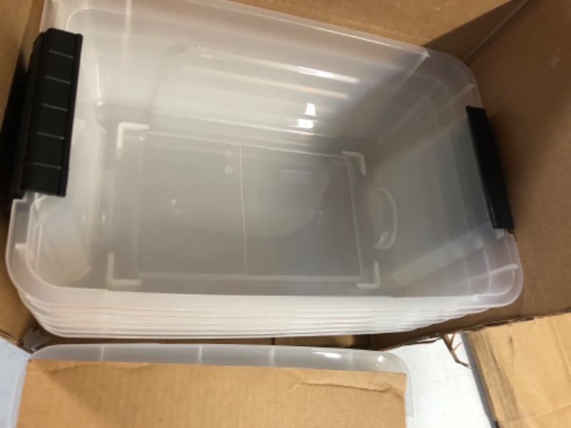 Photo 8 of *See Notes* IRIS USA TB-42 Clear Plastic Storage Bins with Durable Lid and Secure Latching Buckles, 12 Qt, 6 Count