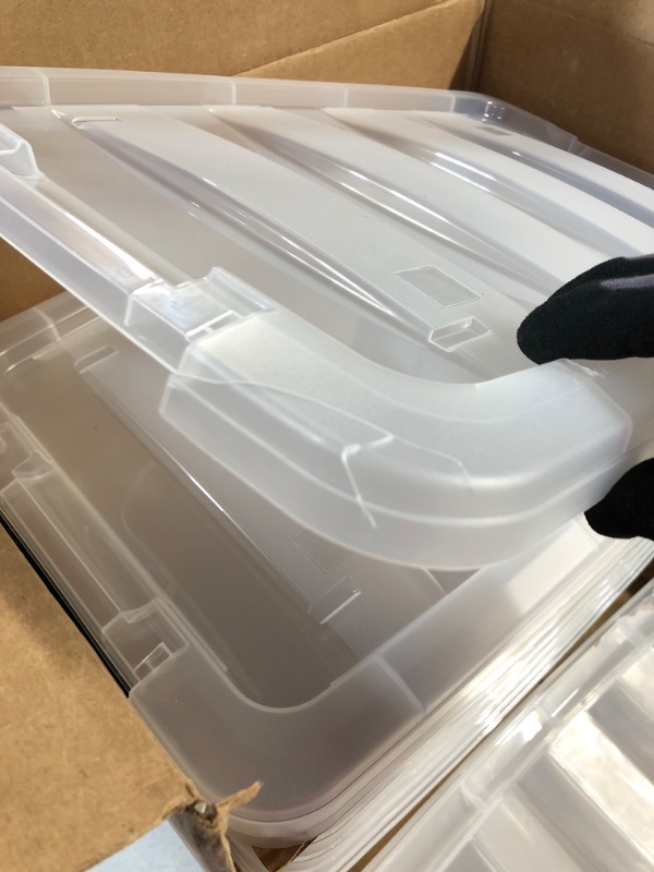 Photo 3 of *See Notes* IRIS USA TB-42 Clear Plastic Storage Bins with Durable Lid and Secure Latching Buckles, 12 Qt, 6 Count