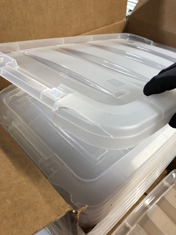 Photo 2 of *See Notes* IRIS USA TB-42 Clear Plastic Storage Bins with Durable Lid and Secure Latching Buckles, 12 Qt, 6 Count