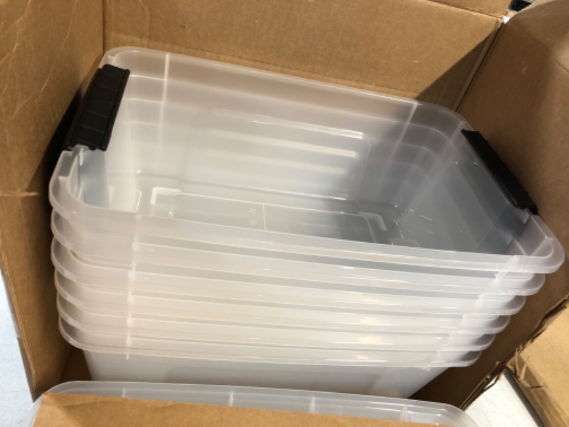 Photo 6 of *See Notes* IRIS USA TB-42 Clear Plastic Storage Bins with Durable Lid and Secure Latching Buckles, 12 Qt, 6 Count