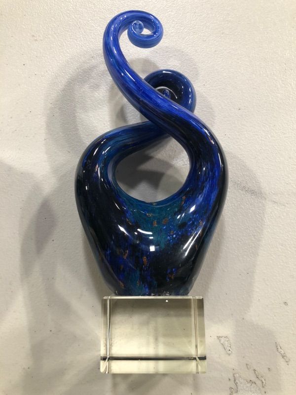 Photo 4 of **SEE INFO**Badash Monet Murano-Style Art Glass Centerpiece - 10" Tall Mouth-Blown Glass Sculpture on Crystal Base - Contemporary Home Decor Accent Piece