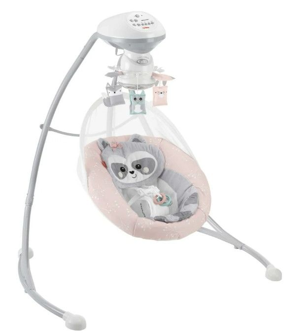 Photo 1 of Fisher-Price?Baby Raccoon Swing Pink Dual Motion Baby Swing