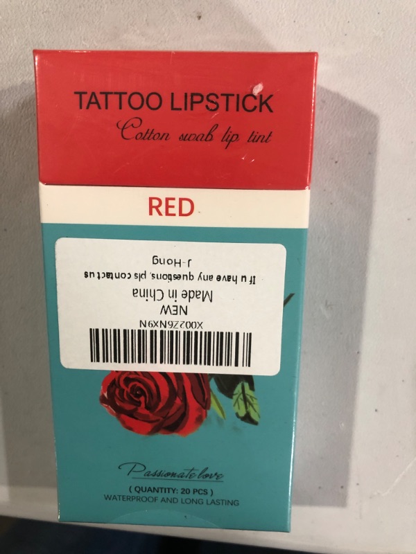 Photo 3 of 20 PCS Tattoo Cotton Swab Lipstick Red)