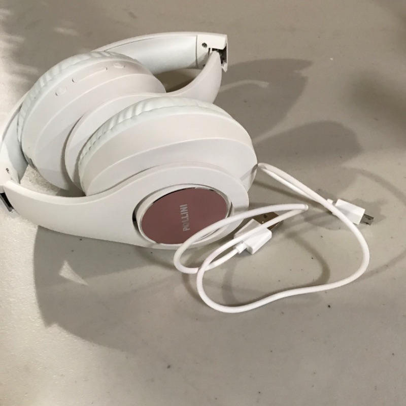 Photo 2 of USED *** SLIGHTLY DIRTY** pollini Bluetooth Headphones Over Ear, Wireless Headset V5.0 with 6 EQ Modes, Soft Memory-Protein Earmuffs and Built-in Mic for iPhone/Android Cell Phone/PC/TV