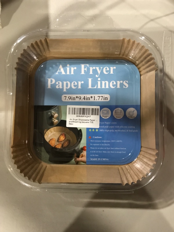 Photo 2 of Air Fryer Disposable Paper Liners 7.9 inch, 100 PCS Oil-proof, Water-proof, Non-stick Air Fryer Liners for Baking and Roasting. (square-7.9)
