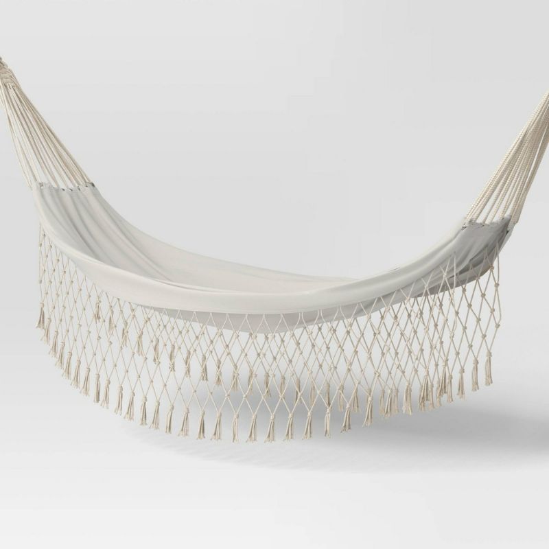 Photo 1 of Boho Fringe Hammock - Threshold™ - white - Holds 250 Pounds - 126 Inches