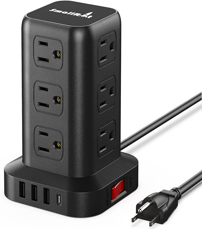 Photo 1 of Extension Cord with Multiple Outlets Surge Protector Mini Power Strip Tower Travel 12 AC 4 USB (1 USB C) Power Strip with USB Ports Surge Protector Tower 6.5FT Hi