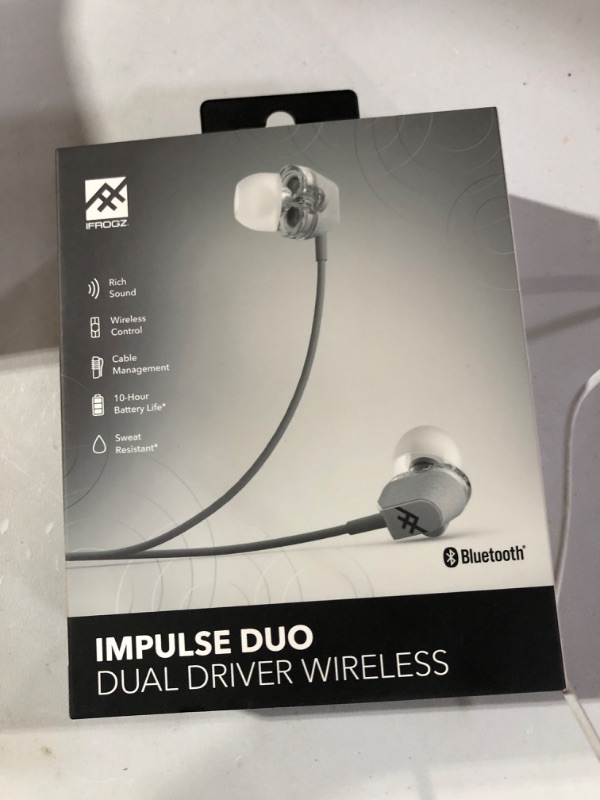 Photo 2 of iFrogz Audio - Impulse Duo - Dual Driver Bluetooth Earbuds - Grey