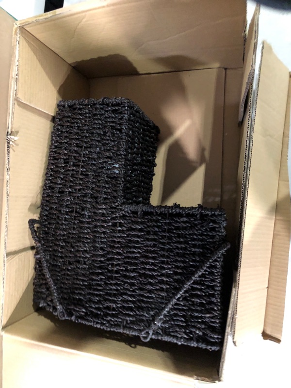Photo 1 of 15" Wicker Storage Stair Basket With Handles by Trademark Innovations (Brown)