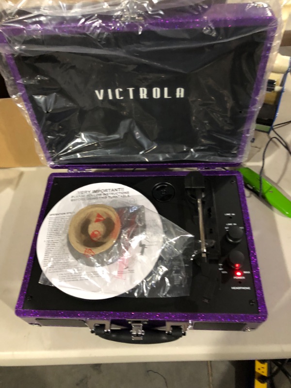 Photo 4 of Victrola Vintage 3-Speed Bluetooth Portable Suitcase Record Player with Built-in Speakers | Upgraded Turntable Audio Sound