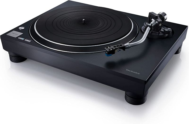 Photo 1 of Technics Turntable, Premium Class HiFi Record Player with Coreless Direct, Stable Playback, Audiophile-Grade Cartridge and Auto-Lift Tonearm, Dustcover Included – SL-100C, Black (SL-100C-K)