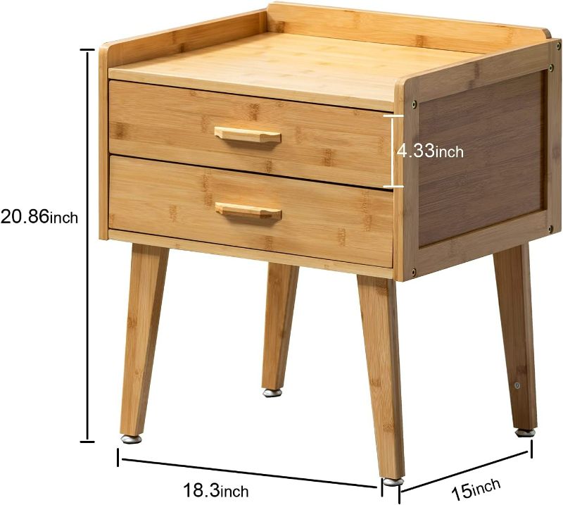 Photo 1 of Maydear Bamboo Nightstand, End Table with Drawer, Bedside Table Sofa Side Table for Bedroom, Living Room