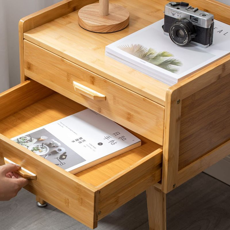 Photo 1 of Maydear Bamboo Nightstand, End Table with Drawer, Bedside Table Sofa Side Table for Bedroom, Living Room