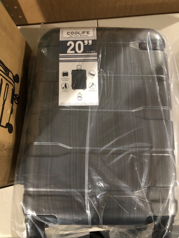 Photo 1 of Coolife Luggage Expandable(only 28") Suitcase PC+ABS Spinner Built-In TSA lock 20in 24in 28in Carry on Charcoal. S(20in_carry on)