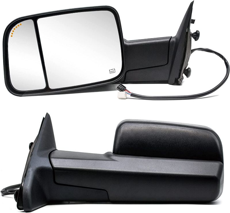 Photo 1 of Adanz Towing Mirrors fit for 2009-2018 Dodge Ram 1500 2500 3500 Pickup Truck Power Heated Temperature Sensor Arrow Signal on Glass Puddle Lamp Foldaway