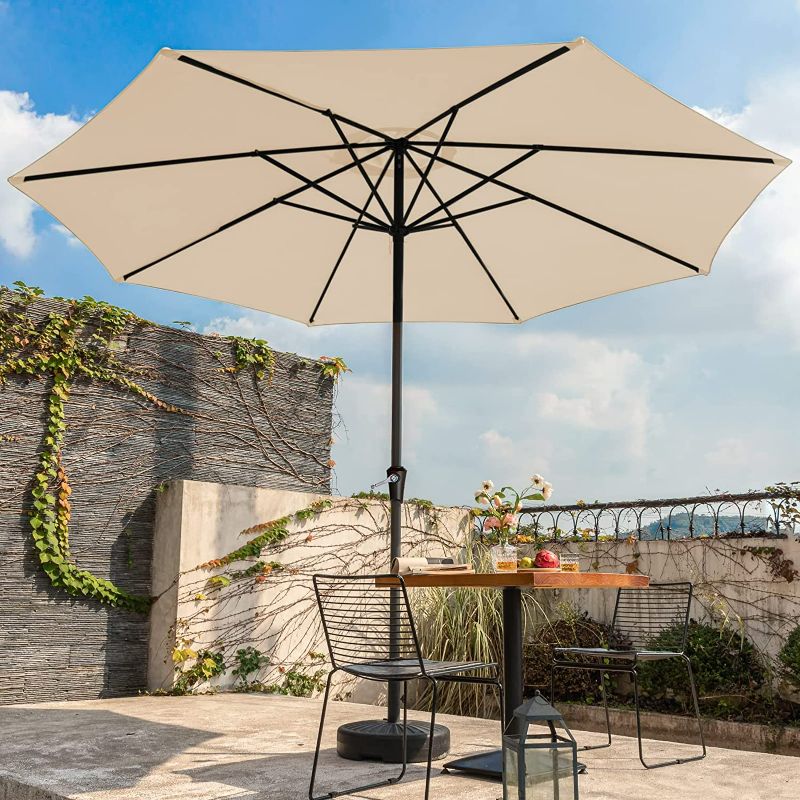 Photo 1 of Bumblr 12ft Outdoor Umbrella Patio Table Umbrella with Crank & 8 Sturdy Ribs Garden Umbrella for Lawn Deck Backyard Pool, Apple Green Apple Green 12ft