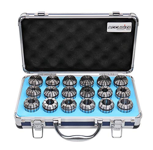 Photo 1 of Accusize Industrial Tools 18 Pc Er32 Collets Set, Size from 3/32'' to 25/32'' in Fitted Strong Box, 0223-0880