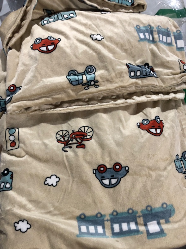 Photo 2 of DaysU Minky Baby Blanket, Silky Soft Micro Fleece Baby Blanket with Dotted Backing, Printed Pattern Bed Throws for Boys, Car, Pale Khaki, 50x60 Inches Car 50*60inch