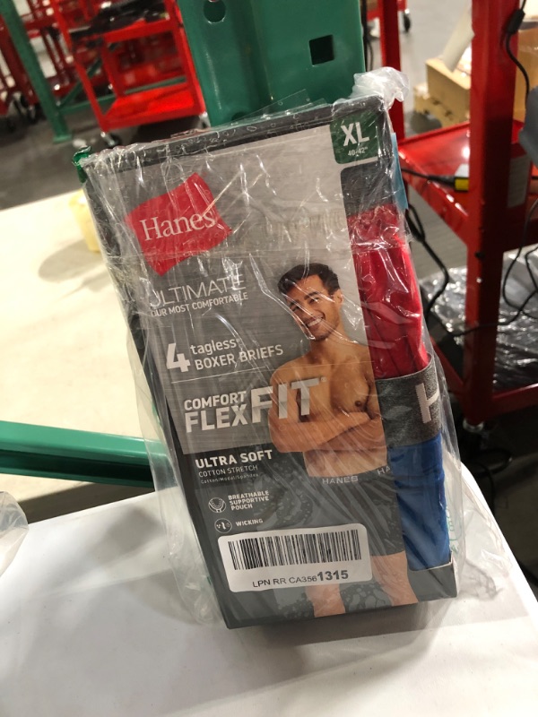 Photo 2 of Hanes Ultimate Men's Comfort Flex Fit Ultra Soft Cotton Modal Blend Boxer Brief 4-Pack X-Large Assorted