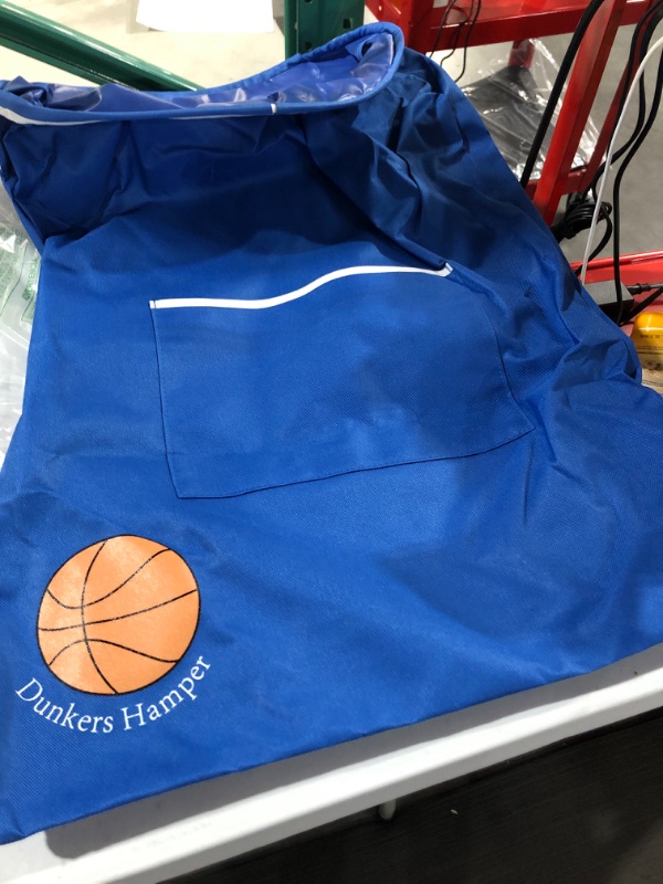 Photo 2 of Basketball Hamper- Basketball Laundry Hamper for Kids Room - Fun Over the Door Laundry Hamper with Sock Compartment For Basketball Hamper For Boys Room - Hanging Basketball Hoop Laundry Hamper Blue