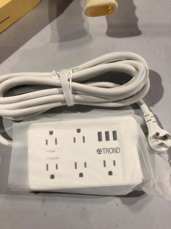 Photo 2 of Power Strip with USB, TROND Surge Protector Power Strip 10ft Cord with 5 Widely Spaced Outlets,1300J, ETL Listed, Mountable Power Strip for Computer Garage Laundry Room Kitchen Behind TV, White 10Ft White