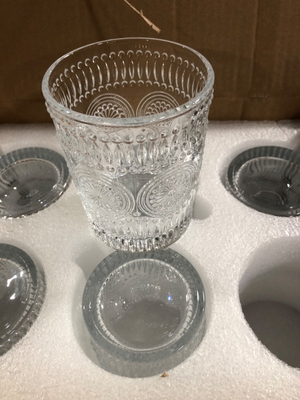 Photo 3 of CZUMJJ 10 oz Romantic Water Glasses 6 Pack Premium Drinking Glasses Tumblers Vintage Glassware Set, Perfect for Drinking Whiskey, Juice, Beverages, Beer, Cocktail