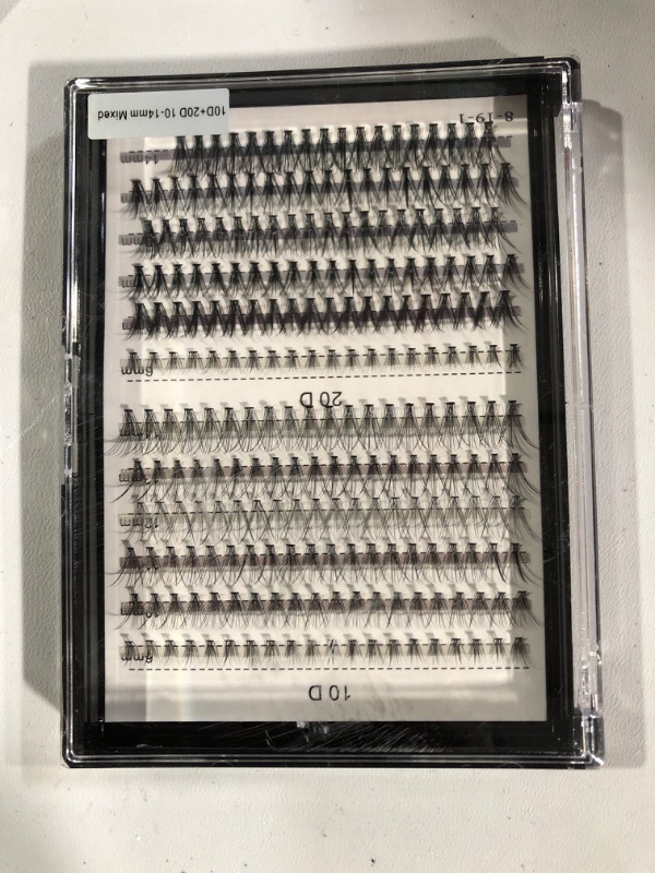 Photo 2 of Bodermincer 240pcs C Curl 10D/20D Cluster Eyelashes Mixed, 0.07mm /0.10 mm Mixed,8/9/10/11/12mm,10/11/12/13/14mm,12/13/14/15/16mm/14/15/16/17/18mm/16/17/18/19/20mm and Under Eyelashes Mixed Professional Makeup Individual Cluster Eye Lashes (Mixed 10/11/12