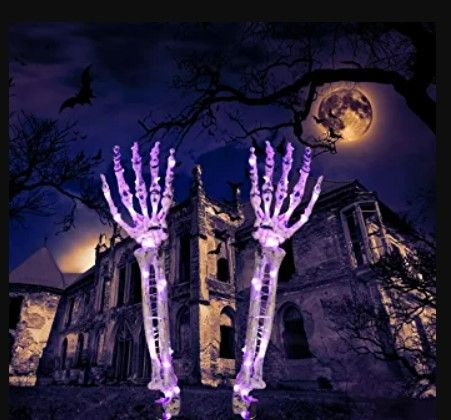 Photo 1 of 

Halloween Decorations, 2 Pack Lighted Skeleton Arm Stakes 40 LED Purple Light Waterproof Battery , Indoor Outdoor Ornament
