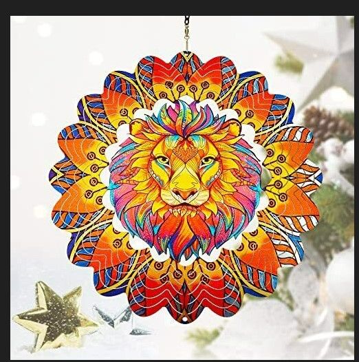Photo 1 of 4 pc 3 D metal wind spinner out door lion decoration