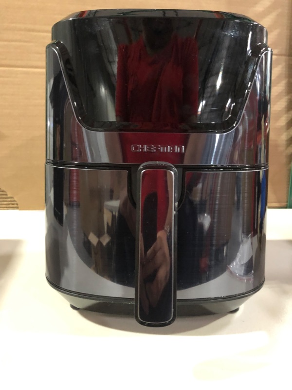 Photo 2 of CHEFMAN Air Fryer 4.5 Qt, Healthy Cooking, User Friendly, Nonstick Stainless Steel, Digital Touch Screen with 4 Cooking Functions w/ 60 Minute Timer, BPA-Free, Dishwasher Safe Basket 8 Quart - Stainless Steel with Divider 4.5 Quart - Black Stainless Steel