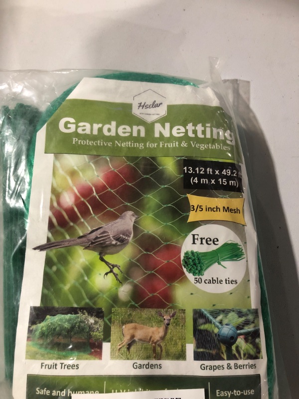 Photo 2 of HSelar Best Bird Netting - Protect Plants and Fruit Trees from Birds and Wildlife – 13.12Ft x 49.2Ft Bird Netting with 50 Pcs Nylon Cable Ties - Reusable Instantly (Large Size)