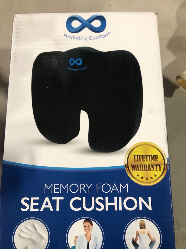 Photo 2 of Everlasting Comfort Seat Cushion - Office Chair Cushions w/ 30% More Memory Foam for All-Day Sitting Comfort - Ergonomic Coccyx, Back, Tailbone Pain Relief Pad Pillow Support for Car Seat, Desk Chair Black Memory Foam