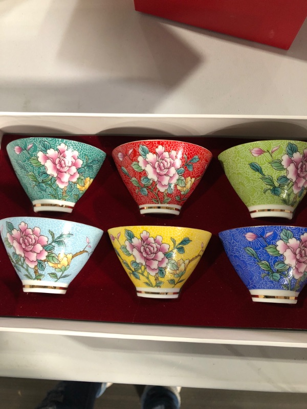 Photo 2 of 6 Pieces Colored Enamel Porcelain Sake Set Sake Cup Kung Fu Tea Cup