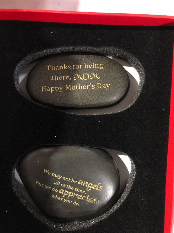 Photo 2 of  2 pc set of BigOtters Unique Gift for Mom, 2 PCS Paperweights Stone Rocks from Family Engraved with Love Word, Thanks for Being There Mom, We Do Appreciate What You Do Birthday Chrismas Thanksgiving Mother Gifts