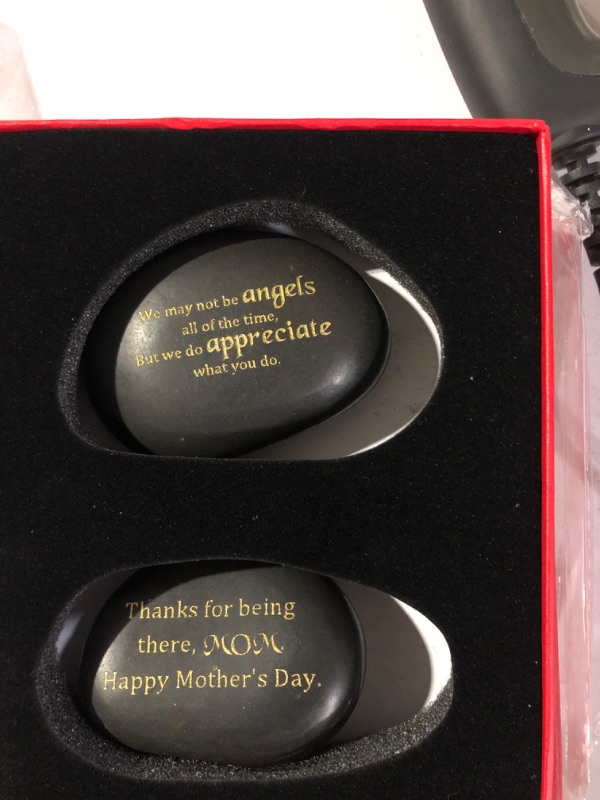 Photo 2 of  2 pack of BigOtters Unique Gift for Mom, 2 PCS Paperweights Stone Rocks from Family Engraved with Love Word, Thanks for Being There Mom, We Do Appreciate What You Do Birthday Chrismas Thanksgiving Mother Gifts