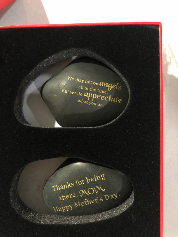 Photo 2 of  2 pack of BigOtters Unique Gift for Mom, 2 PCS Paperweights Stone Rocks from Family Engraved with Love Word, Thanks for Being There Mom, We Do Appreciate What You Do Birthday Chrismas Thanksgiving Mother Gifts