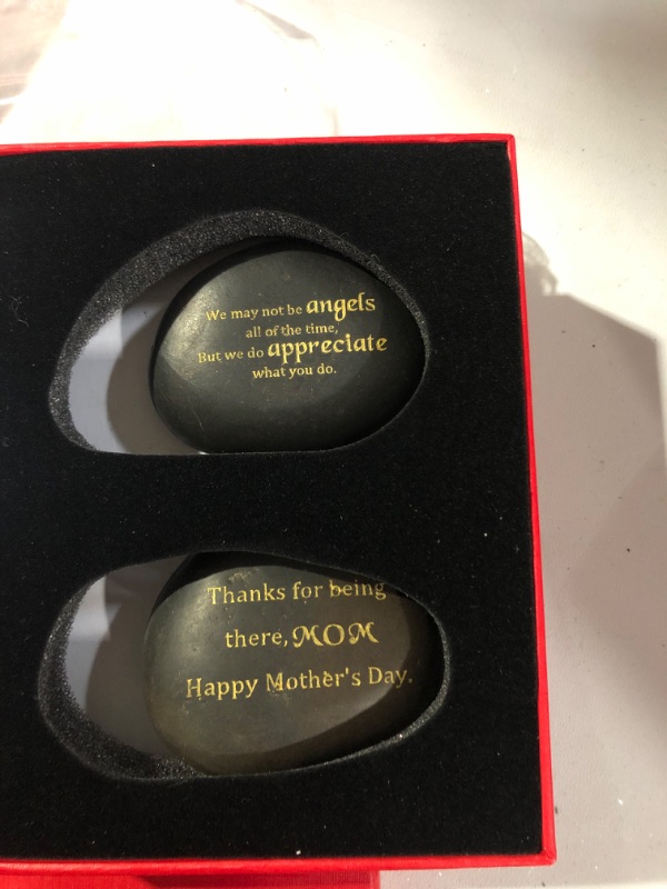 Photo 2 of  2pack of BigOtters Unique Gift for Mom, 2 PCS Paperweights Stone Rocks from Family Engraved with Love Word, Thanks for Being There Mom, We Do Appreciate What You Do Birthday Chrismas Thanksgiving Mother Gifts