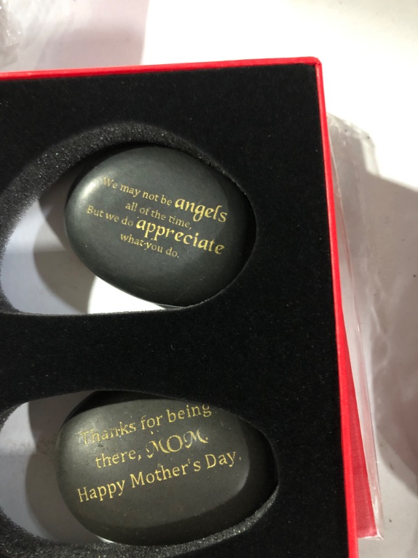 Photo 3 of  2 pack of BigOtters Unique Gift for Mom, 2 PCS Paperweights Stone Rocks from Family Engraved with Love Word, Thanks for Being There Mom, We Do Appreciate What You Do Birthday Chrismas Thanksgiving Mother Gifts