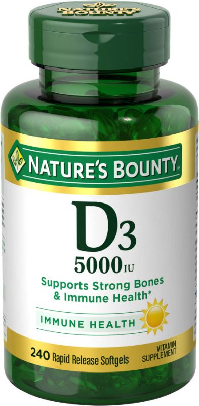 Photo 1 of 2 Pack Nature's Bounty® Vitamin D3 125 Mcg (5000 IU), 240 Softgels
