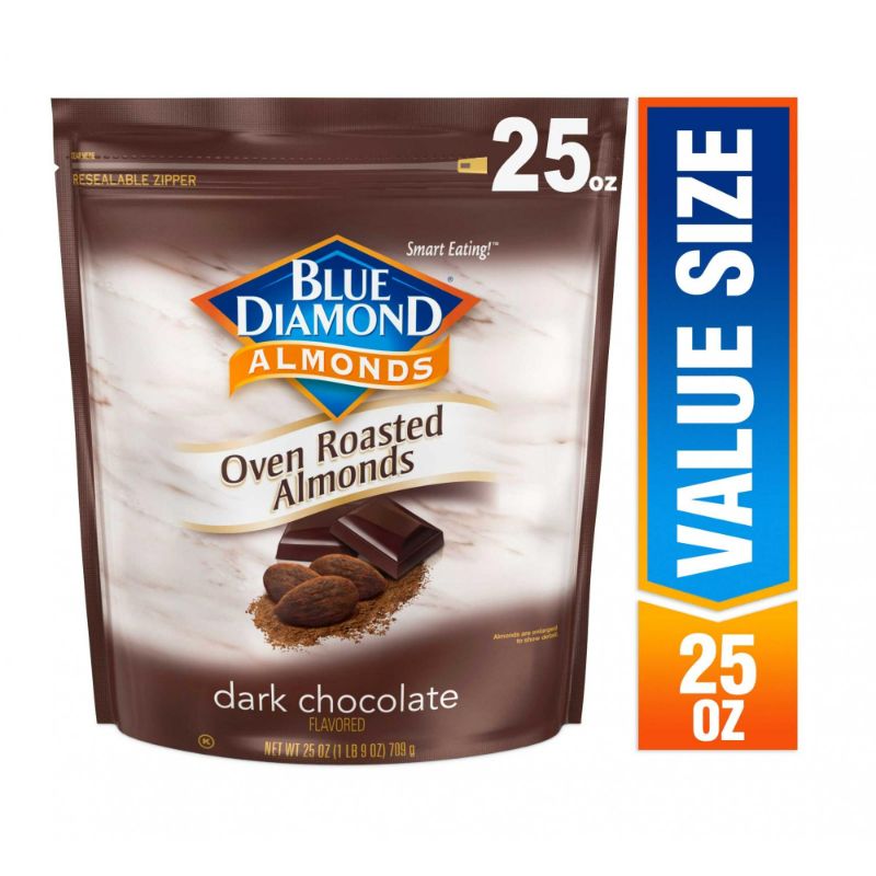 Photo 1 of 2 Pack Blue Diamond Almonds, Oven Roasted Cocoa Almonds, Dark Chocolate 25 Oz.
