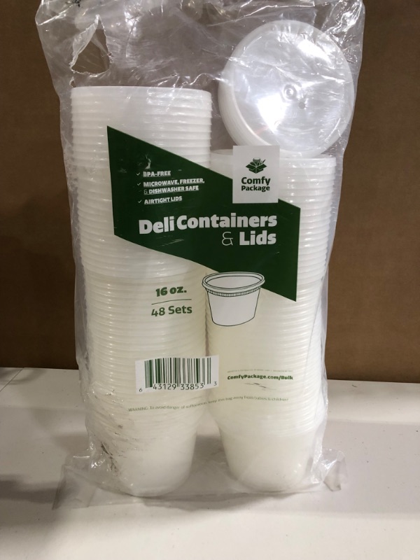 Photo 3 of [48 Sets] Plastic Deli Food Storage Containers With Airtight Lids 16 oz