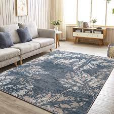 Photo 1 of 6' x 6' DweIke Large Area Rugs Carpet - Blue Leaves Print