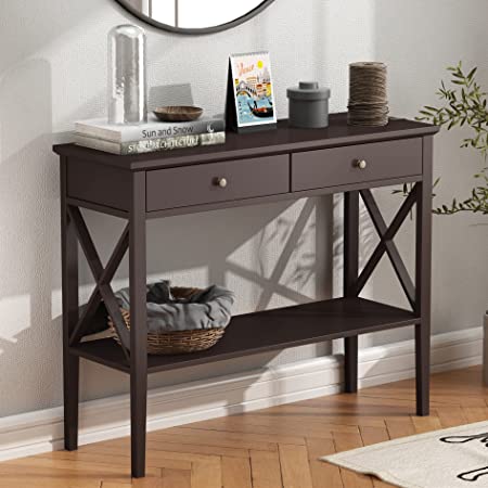 Photo 1 of ChooChoo Oxford Console Table with 2 Drawers, Sofa Table Narrow for Entryway,