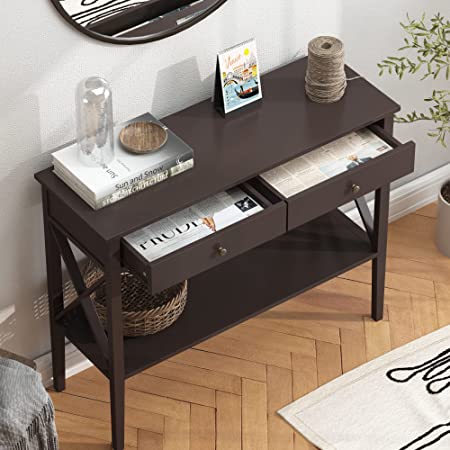 Photo 2 of ChooChoo Oxford Console Table with 2 Drawers, Sofa Table Narrow for Entryway,