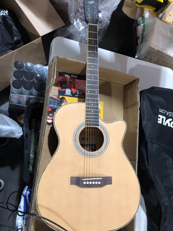 Photo 3 of Acoustic Electric Cutaway Guitar and Amp Kit Full Scale 41” Steel String Spruce Wood w/Gig Bag, 4-Band EQ, 