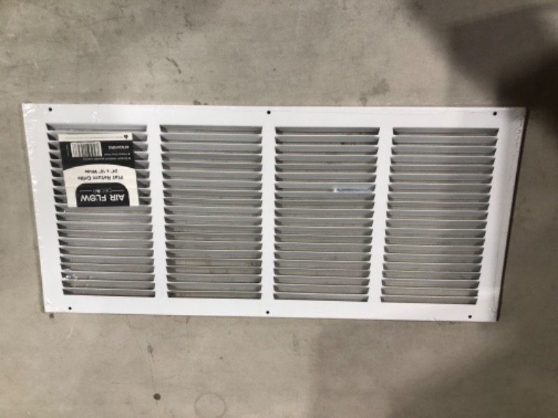 Photo 2 of Air Flow Decor 24" x 10" Return Air Grille Sidewall & Ceiling, HVAC Vent Cover, White, Outside Dimensions: 25.75" x 11.75"