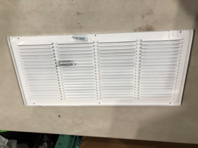 Photo 3 of Air Flow Decor 24" x 10" Return Air Grille Sidewall & Ceiling, HVAC Vent Cover, White, Outside Dimensions: 25.75" x 11.75"